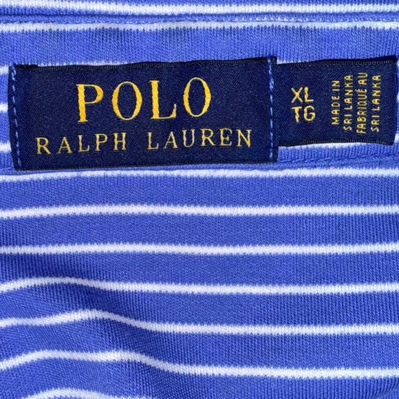 Polo Ralph Lauren Blue White Striped Polo Shirt Men’s XL Classic Fit - Picture 6 of 10